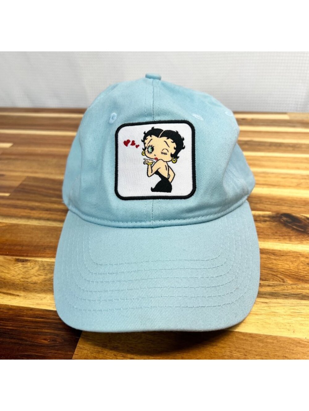 Betty Boop baseball cap light blue, 100% cotton adjustable hat buckle back